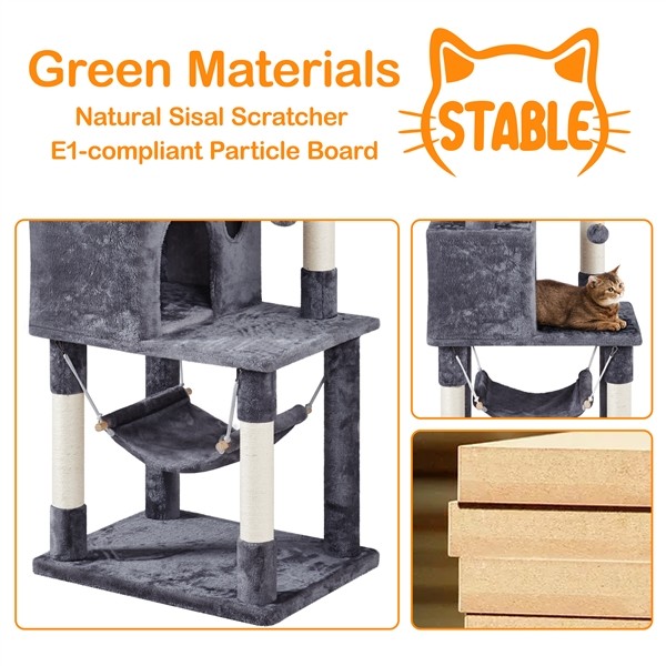 64.5in Extra Large Multi-Level tall Cat Tree Kittens Play House Condo