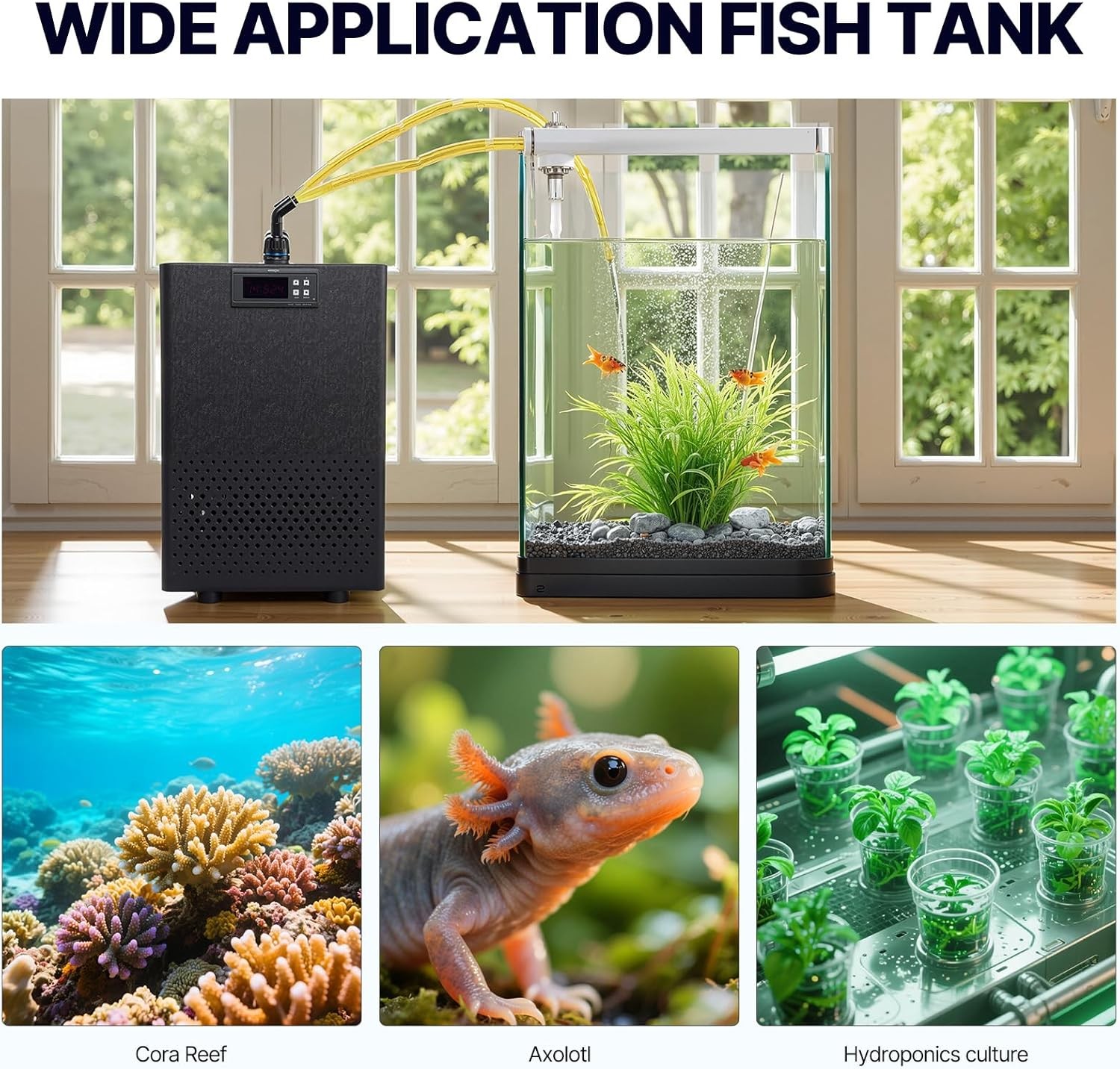 49 Gal 1/10 HP Aquarium Chiller Hydroponic 160L Water Chiller Fish Tank Cooler