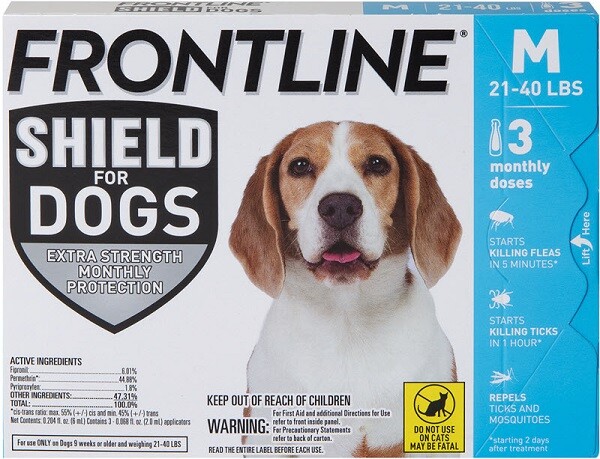 Frontline Shield For Dogs 21-40 lbs, 3 Tubes