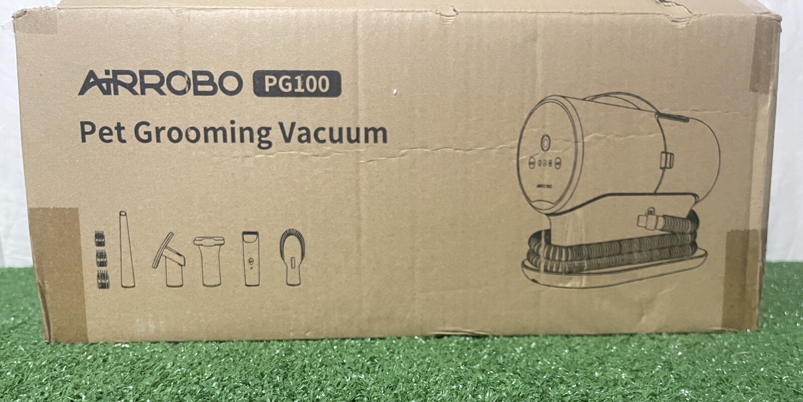 AIRROBO PG100 Pet Grooming Vacuum with 5 Grooming Tools-12000Pa Suction Power