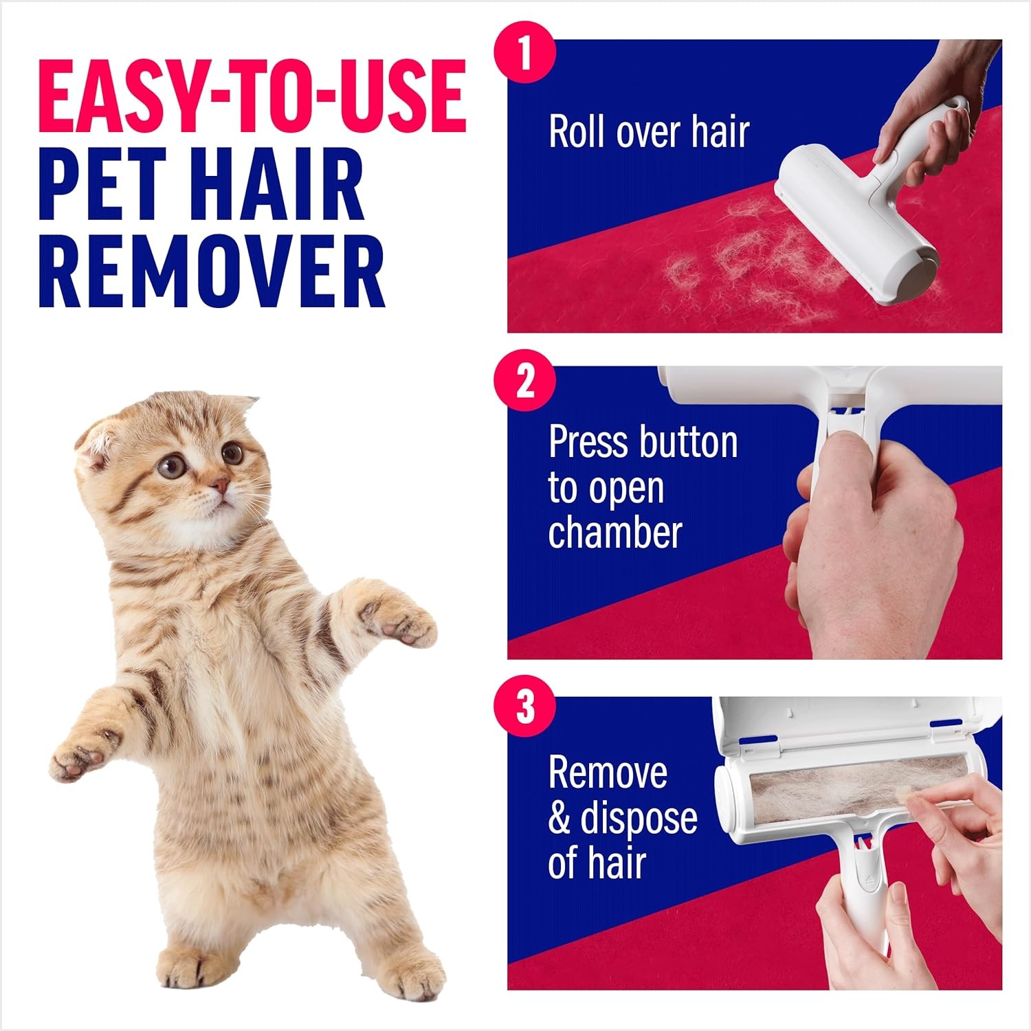 Pet Hair Remover Original Size Reusable Lint Roller Cat Dog Portable Eco White