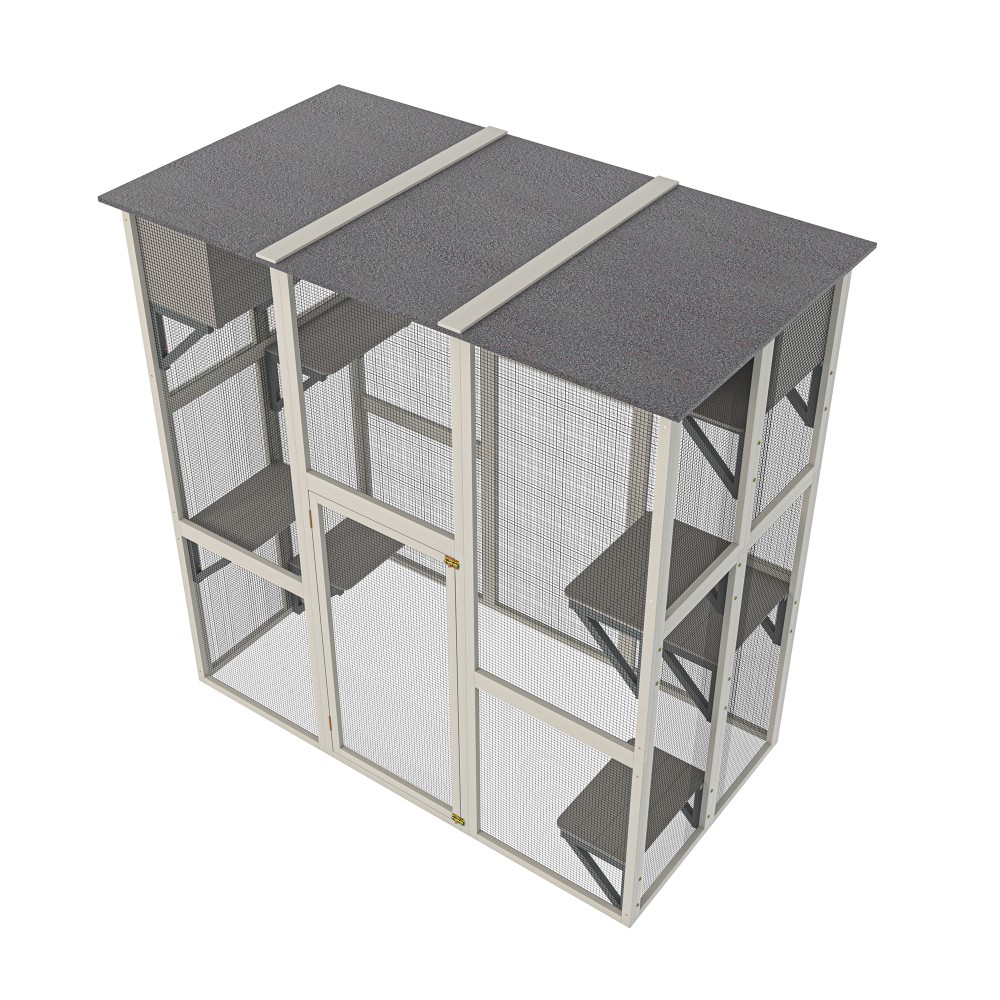 Outdoor Cat House Enclosure Featuring 6 Levels of Platforms Includes 2 Nap Boxes