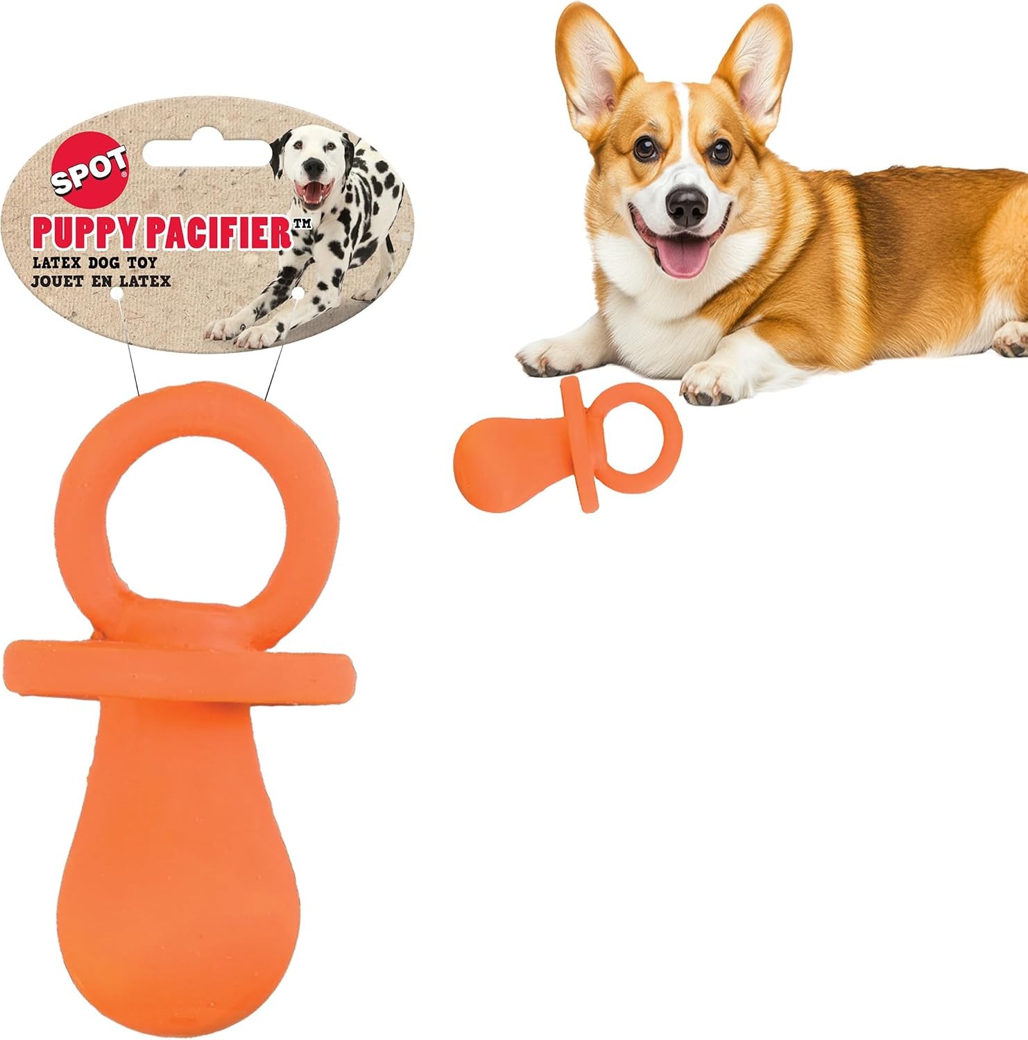 SPOT Puppy Pacifier 4″ Squeaky Latex Small Dog Toy with Squeaker