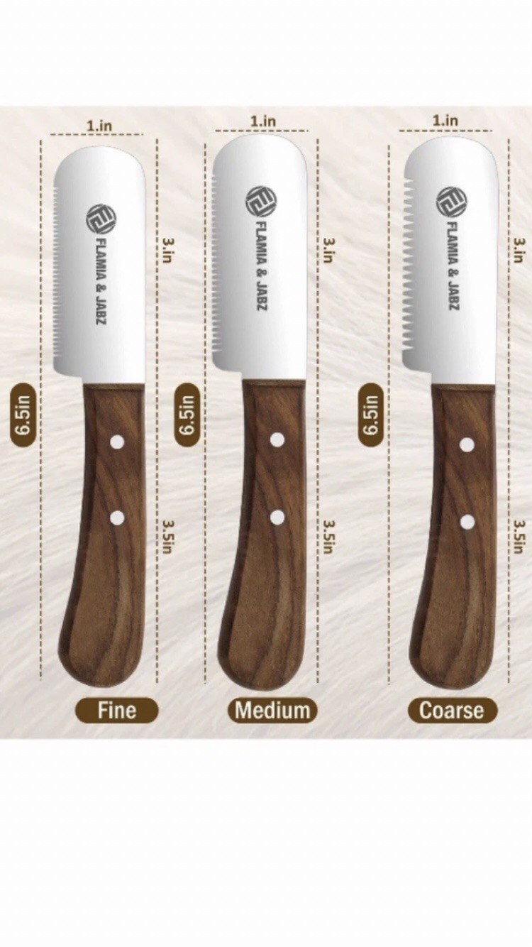 FLAMIA & JABZ Professional Dog Grooming Hand Stripping Knife, Stripper Trimmer