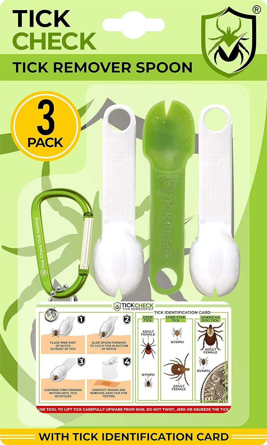 Tick Remover Spoon – 3 Pack of Lightweight Tick Remover Tools with Free Tick ID