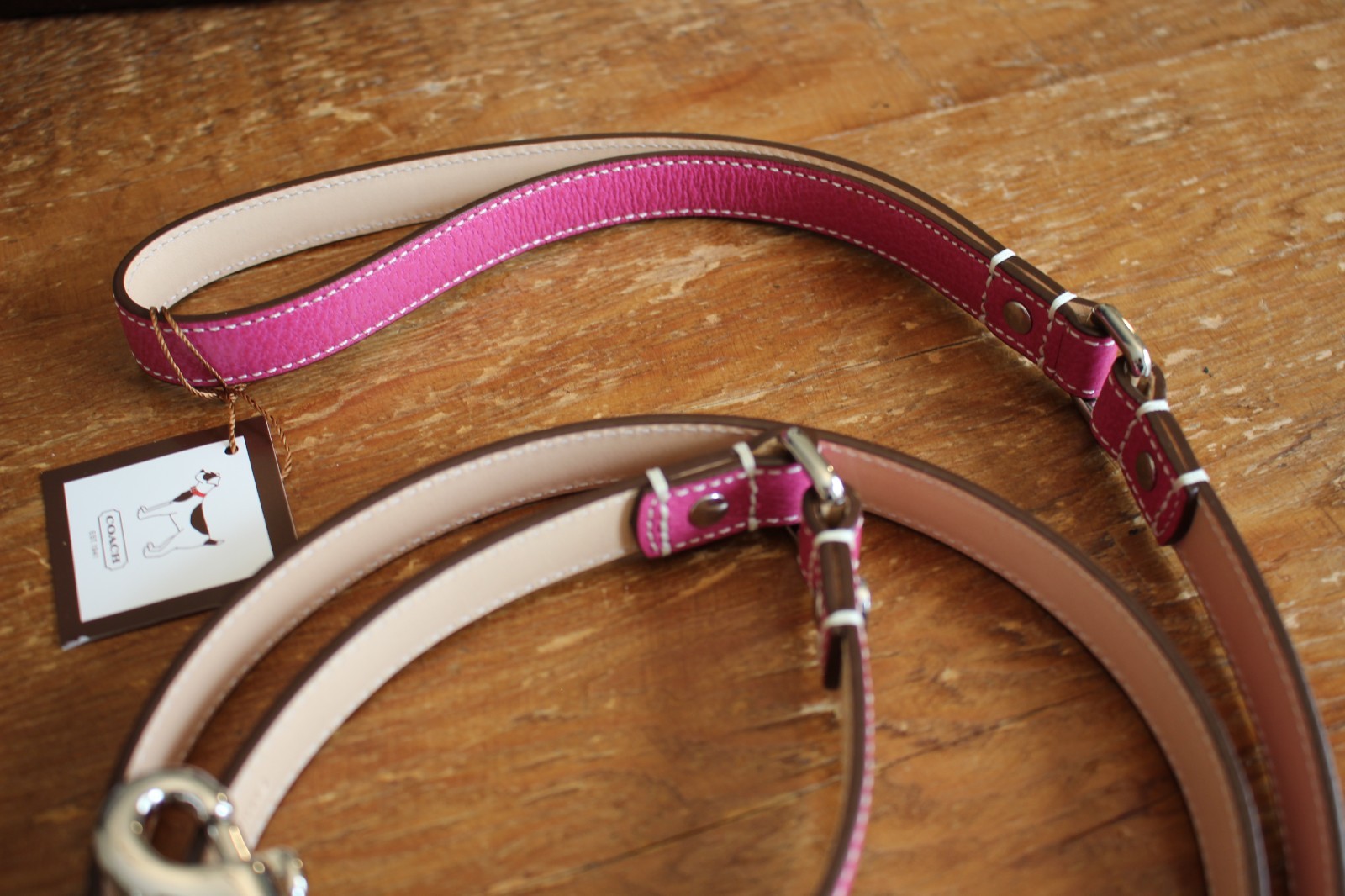 Coach Pink Leather Standard Dog Leash Large Unisex for Dogs S Small- New