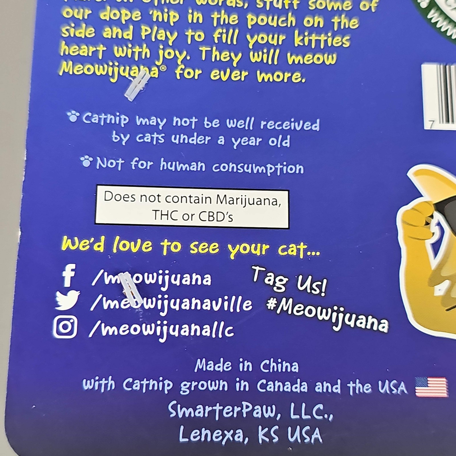 SMARTER PAW Meowijuana Organic Catnip Toy Get Hung Moon & Starts Cat Toy (New)
