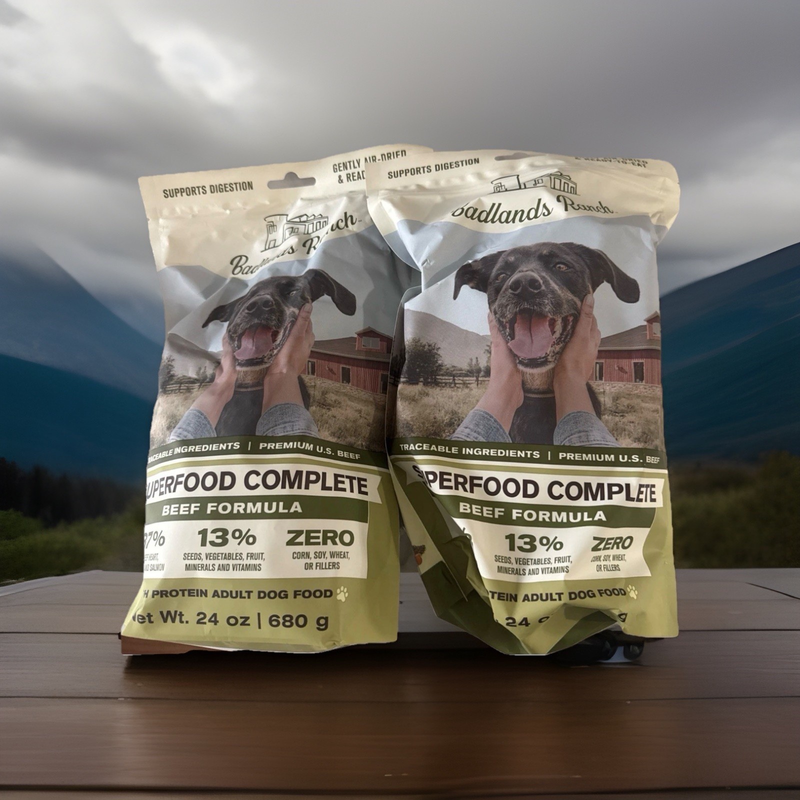 2 X Superfood Complete Beef Formula Air Dried DogFood 24 oz