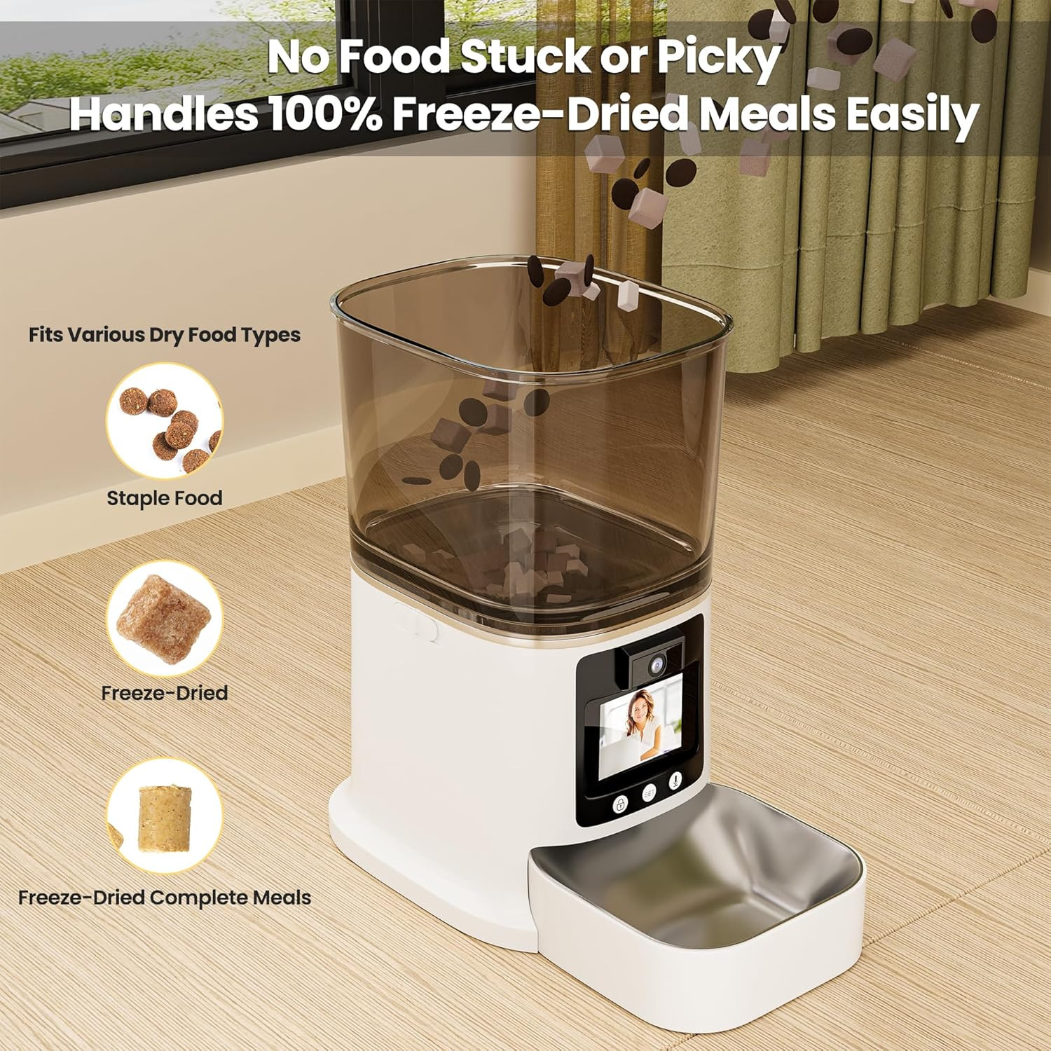 Automatic Cat Feeder with Camera, 2-Way Video& Audio, HD Video with Night Vision