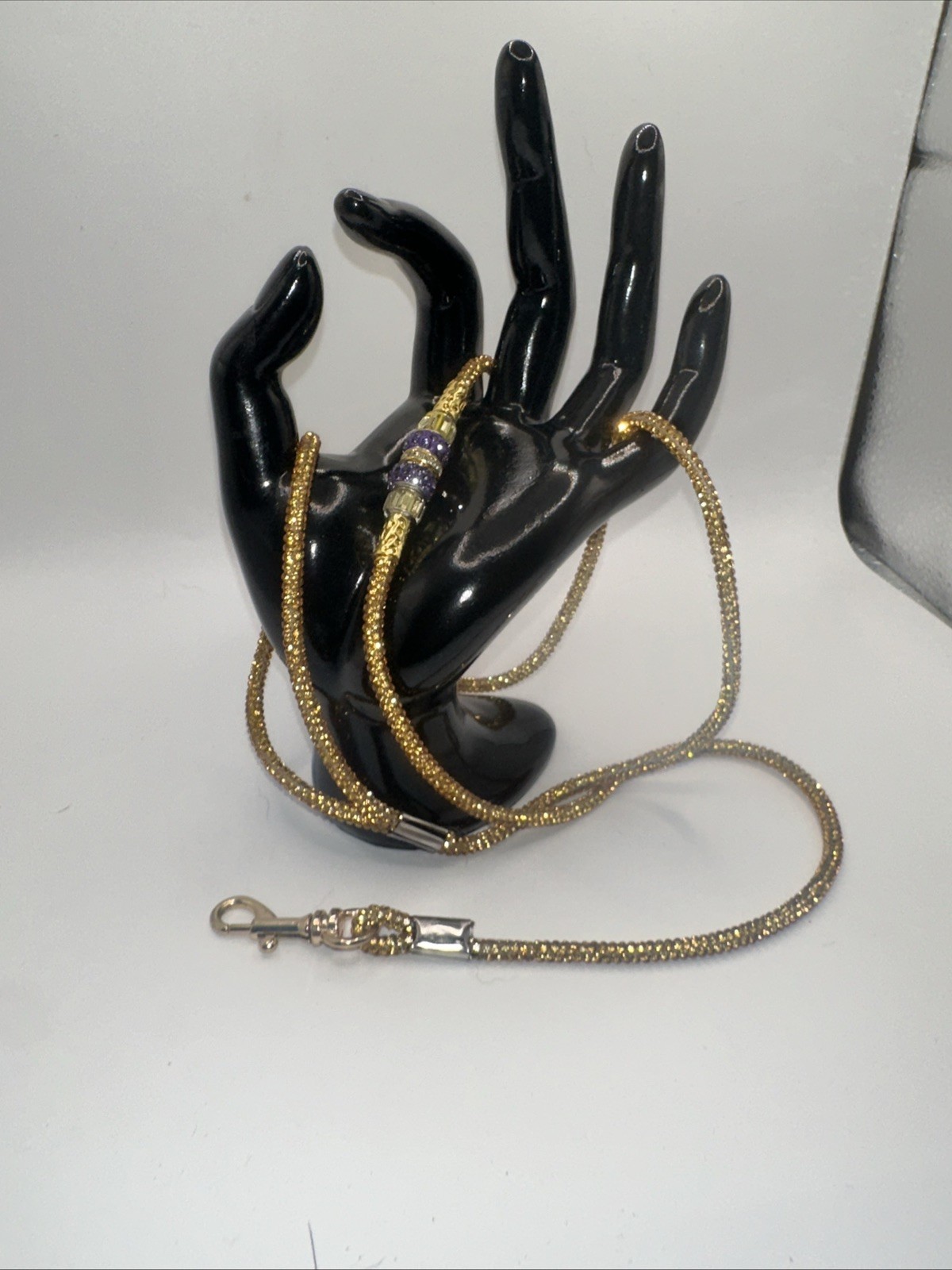 36-inch Dog Show Lead GOLD/PURPLE with beads Rhinestone NEW! SPARKLE!