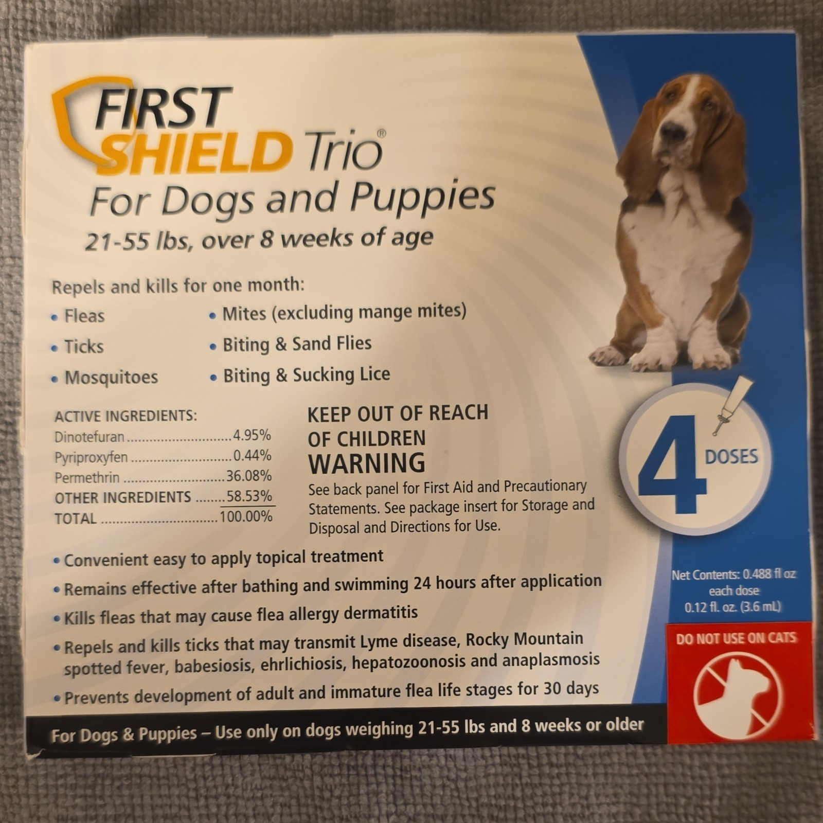 First Shield Trio Spot-On Treatment for Dogs 21-55 lbs 4 Doses