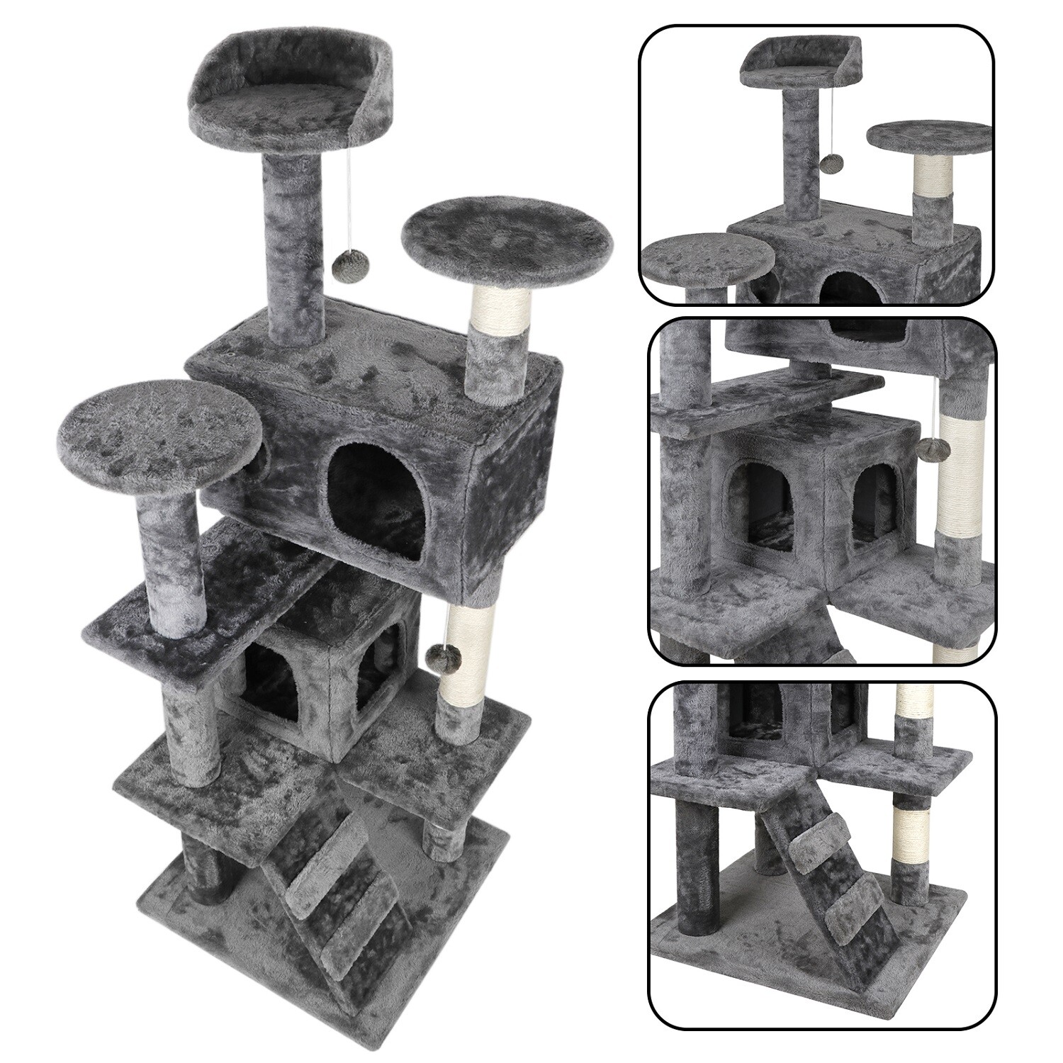Activity Center 53″ STURDY Cat Tree Tower Large Playing House Condo For Rest