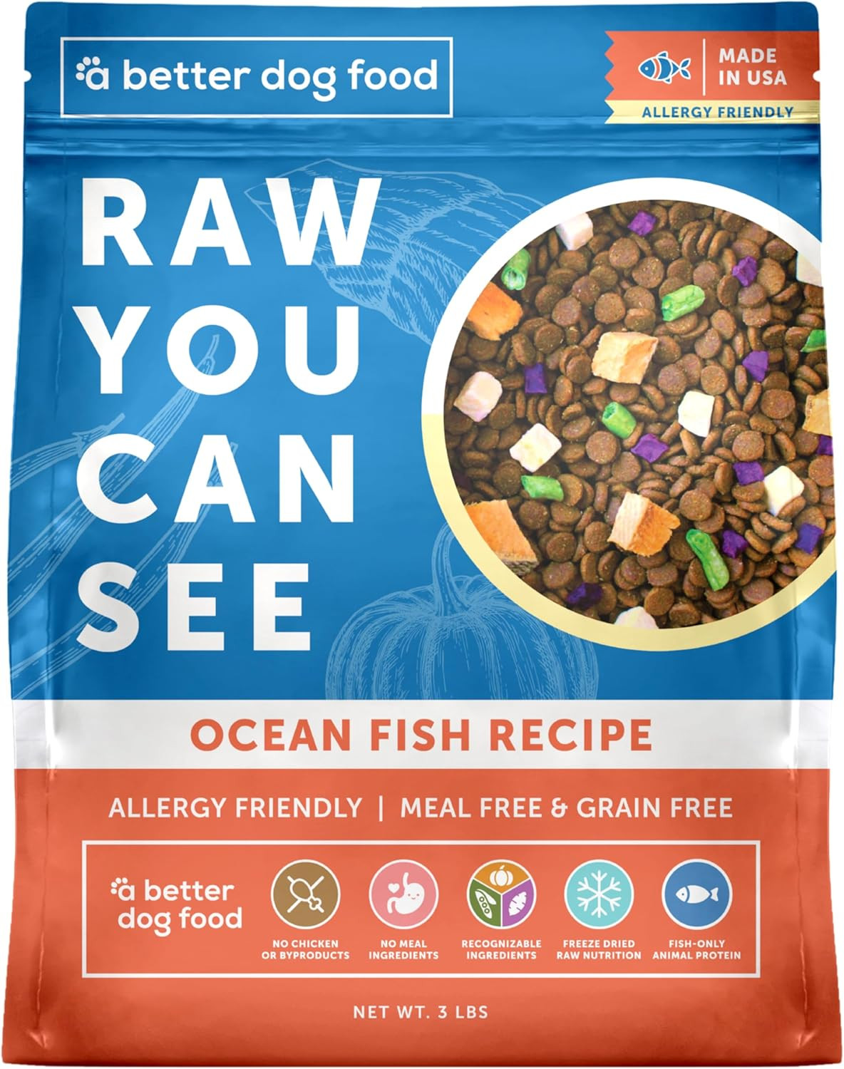 | Allergy Friendly Ocean Blend Dry Dog Food | Raw You Can See | No Chicken, No G