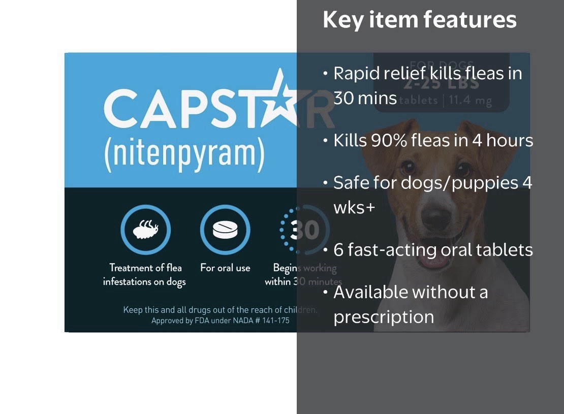 6-Tablets PetArmor CAPACTION (nitenpyram) for Dogs 2-25lbs Flea Treatment