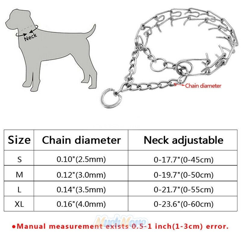 Adjustable Metal Steel Dog Pinch Prong Choke Chain Collar Training Guardian Gear