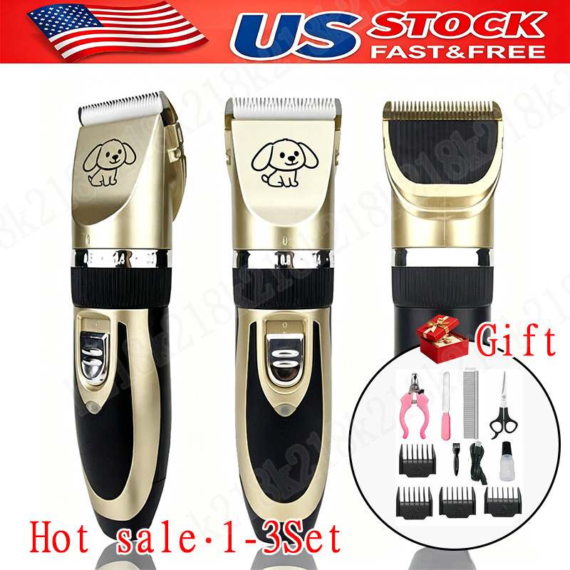 Dog Cat Pet Grooming Kit Rechargeable Cordless Electric Hair Clipper Trimmer Set