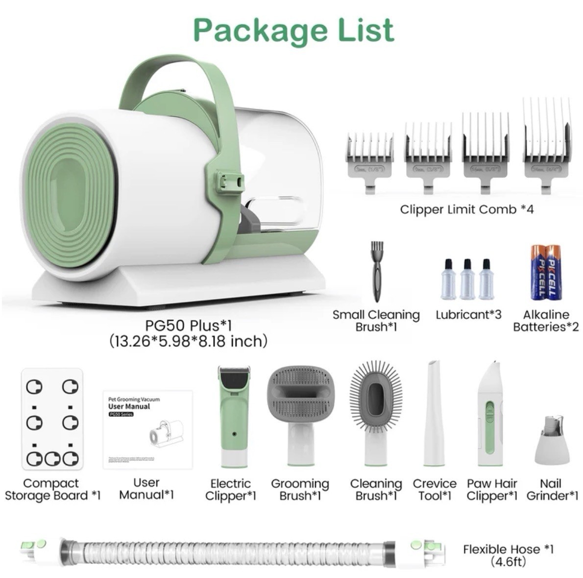 AIRROBO PG50Plus Professional Pet Grooming Vacuum Kit 11000Pa Clipper Brush Tool