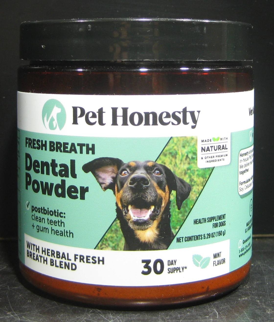 Pet Honesty Fresh Breath Dental Powder for Dogs Mint Flavor 5.29 oz Exp 2028+