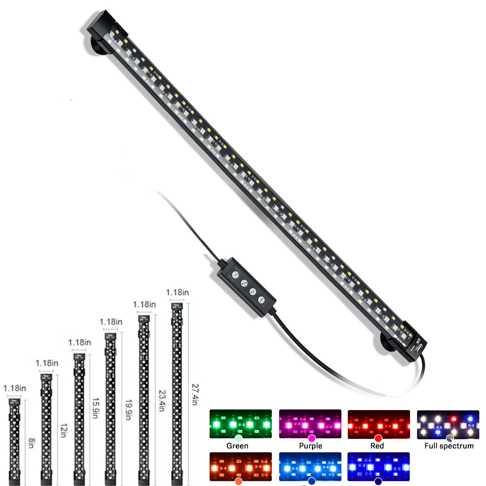 hygger 8-51″ Fish Tank Lights Strip RGB 5050 Submersible Tube Bar Lamp