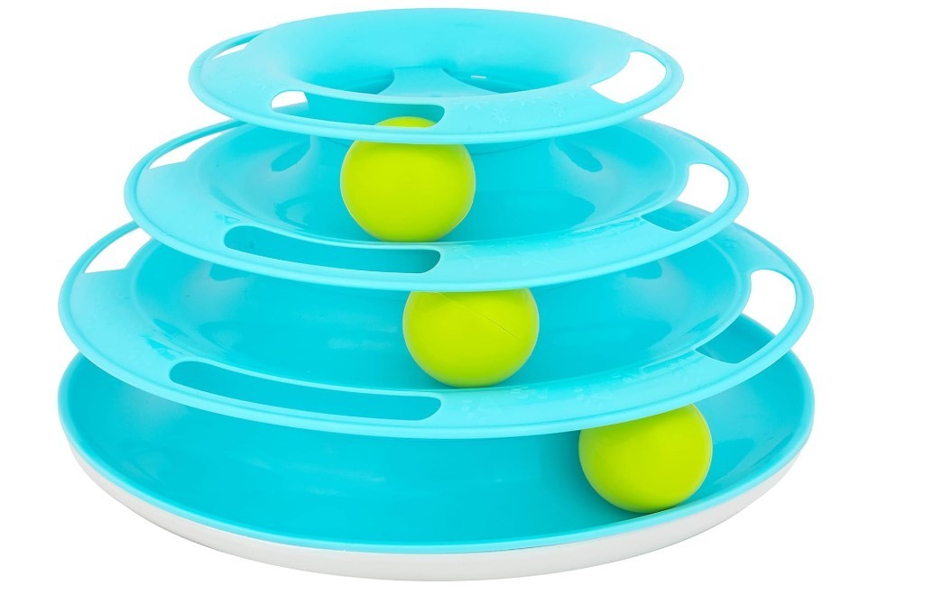 Wobble Triple Chase Ball Track Interactive Cat Toy for Indoor Cats with Catnip