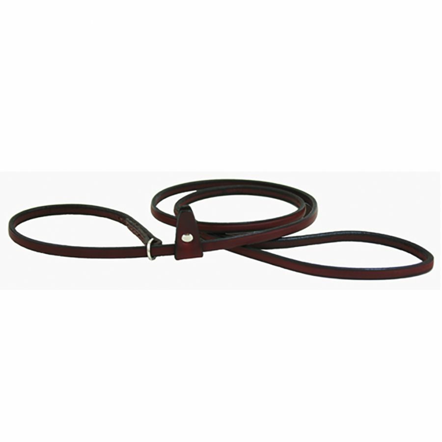 Auburn Leathercrafters Leather 1/4″ Dog Show Slip Lead 4′ – Black and Burgundy