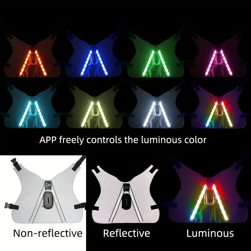 LED Luminous Dog Safety Harness, Rechargeable Lightweight Adjustable S/M/L