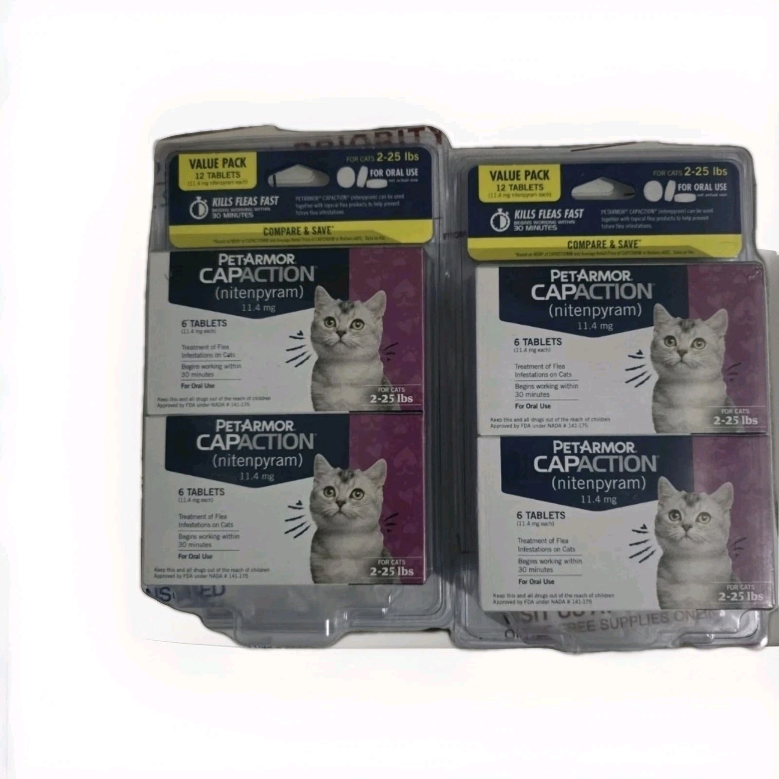 PETARMOR CAPACTION (nitenpyram) 11.4mg CATS 2-25LB 6 Tabs X 4 = 24 Exp 2027