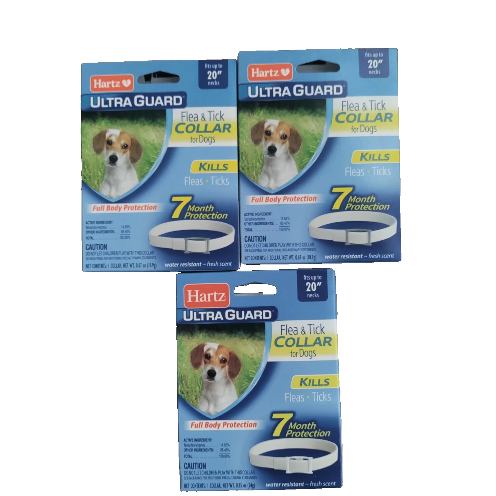 Hartz 3 PACK UltraGuard Flea & Tick Dogs and Puppies up to 20" Neck, White