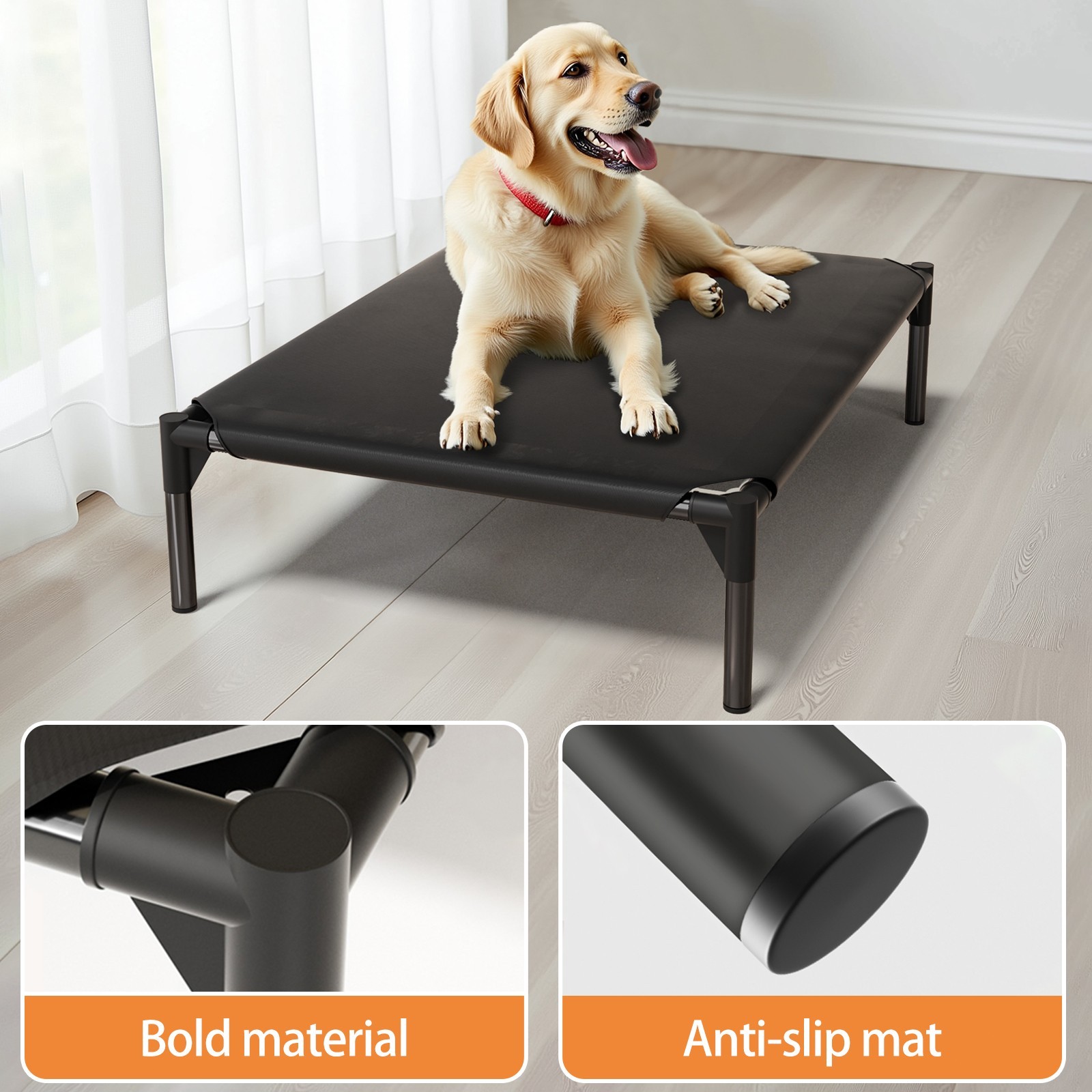 Elevated Dog Bed for Large Dog Portable Raised Dog Cot w/ Metal Frame Oxford XL