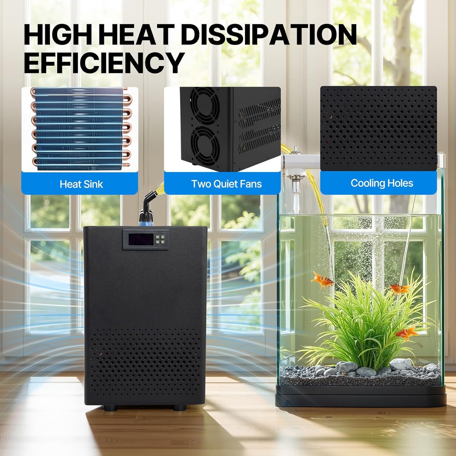 49 Gal 1/10 HP Aquarium Chiller Hydroponic 160L Water Chiller Fish Tank Cooler