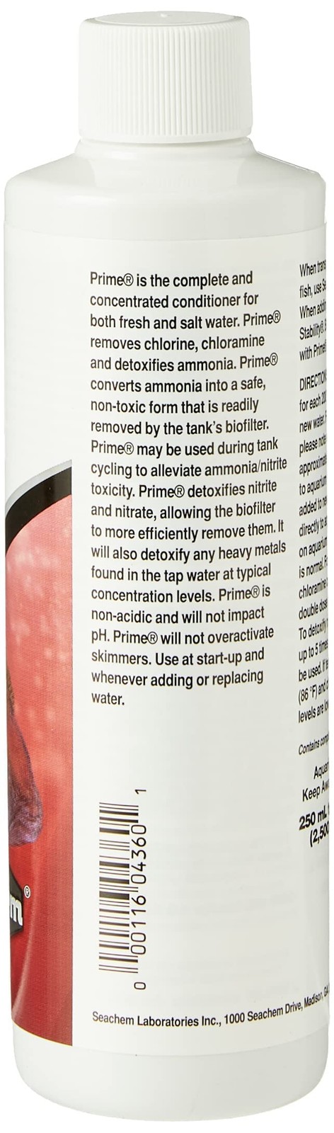 Seachem Prime 250 mL Freshwater Saltwater Aquarium Water Conditioner Detoxifier