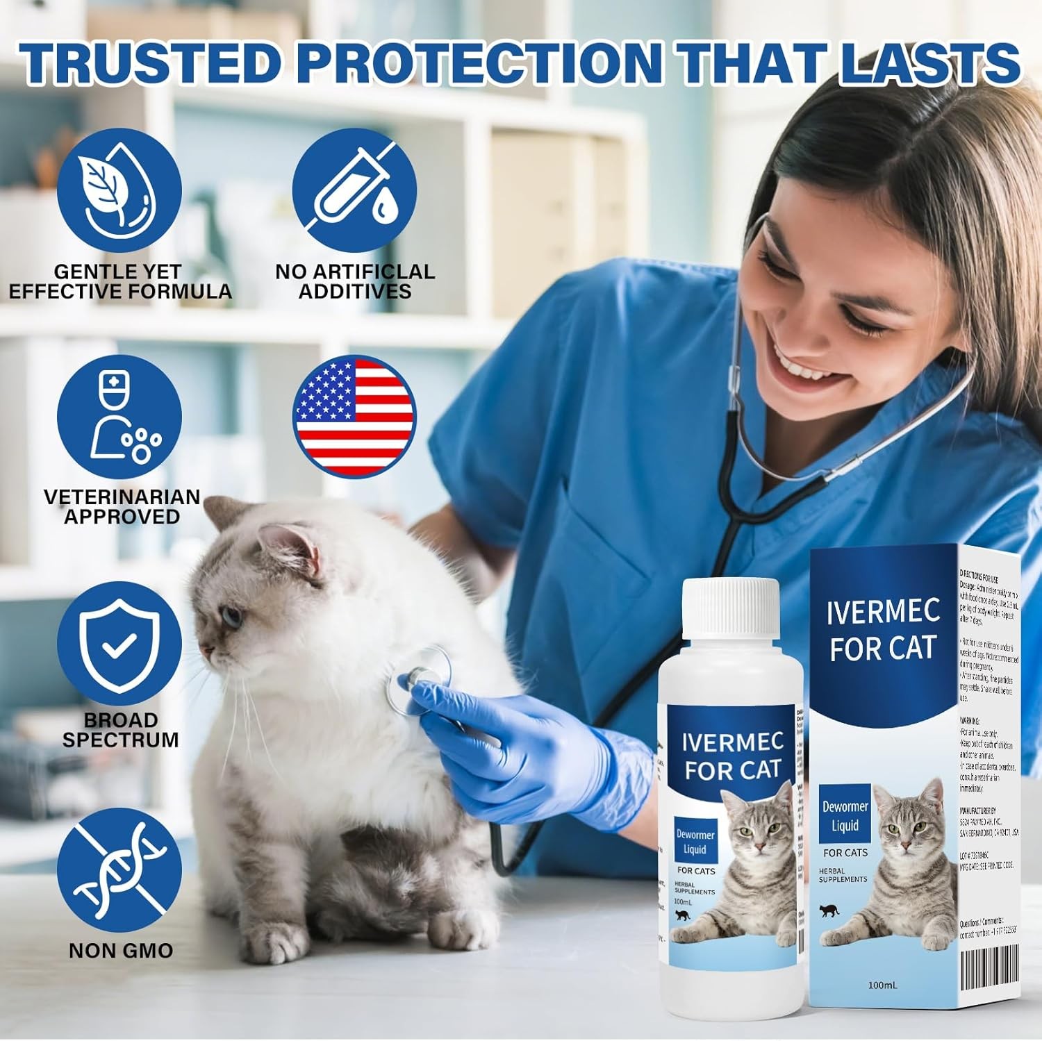 Dewormer for Cats – Broad Spectrum Cat Worm Treatment & Digestive Cleanser