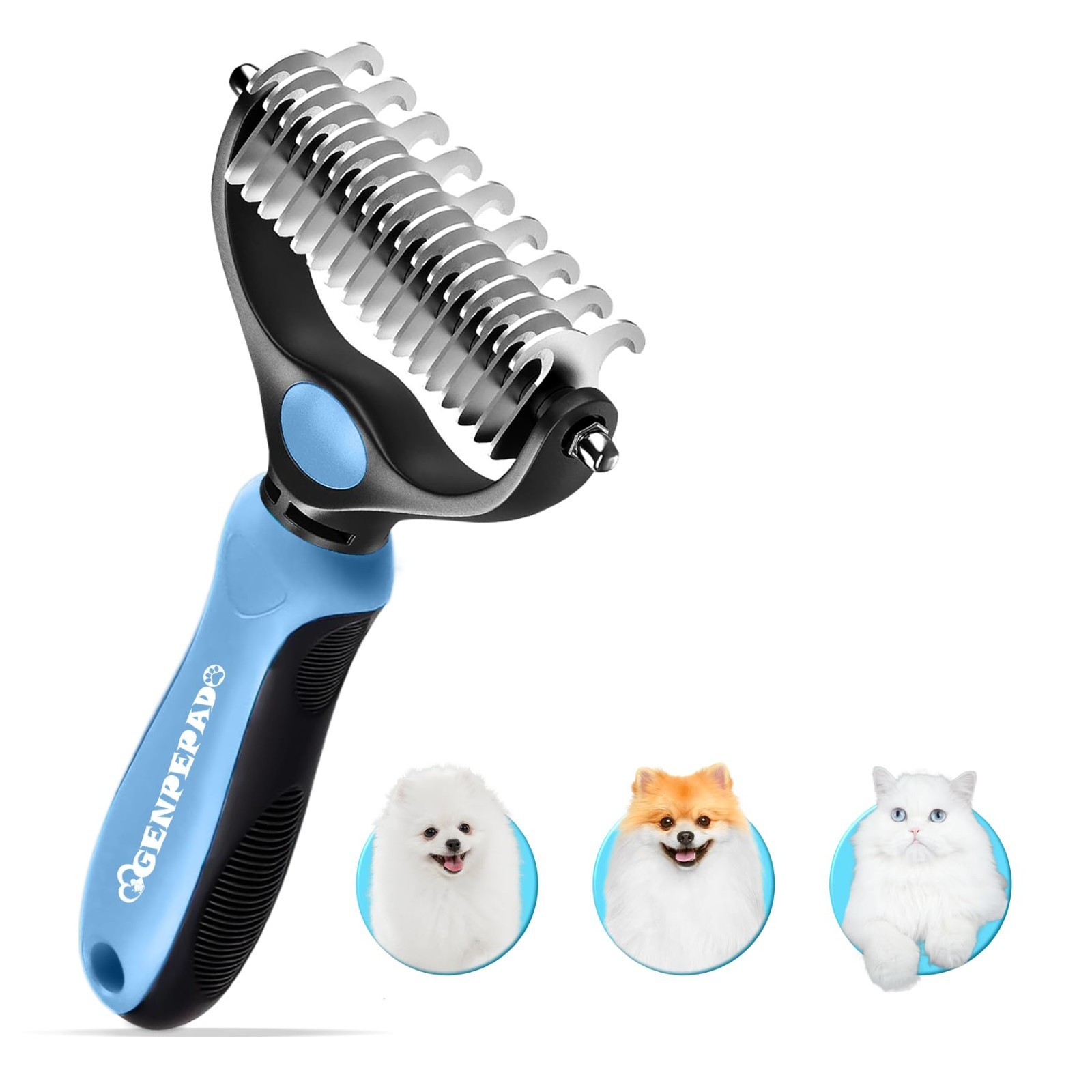 Pet Undercoat Rake Dematting Comb for Dogs Cats Double Sided Shedding Brush Tool