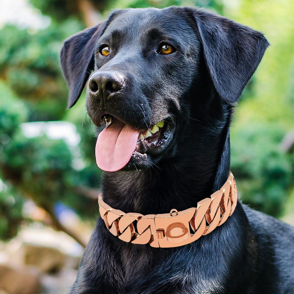 Duty Stainless Steel Cuban Link Big Dog Chain Collar with Buckle Strong Heavy