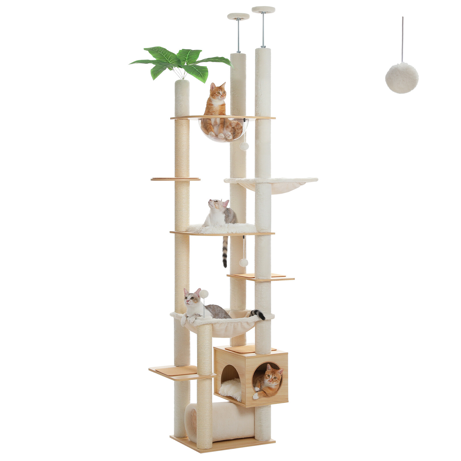 PAWZ Road Cat Tree Tower Floor to Ceiling High Cat Scratching Post Condo House