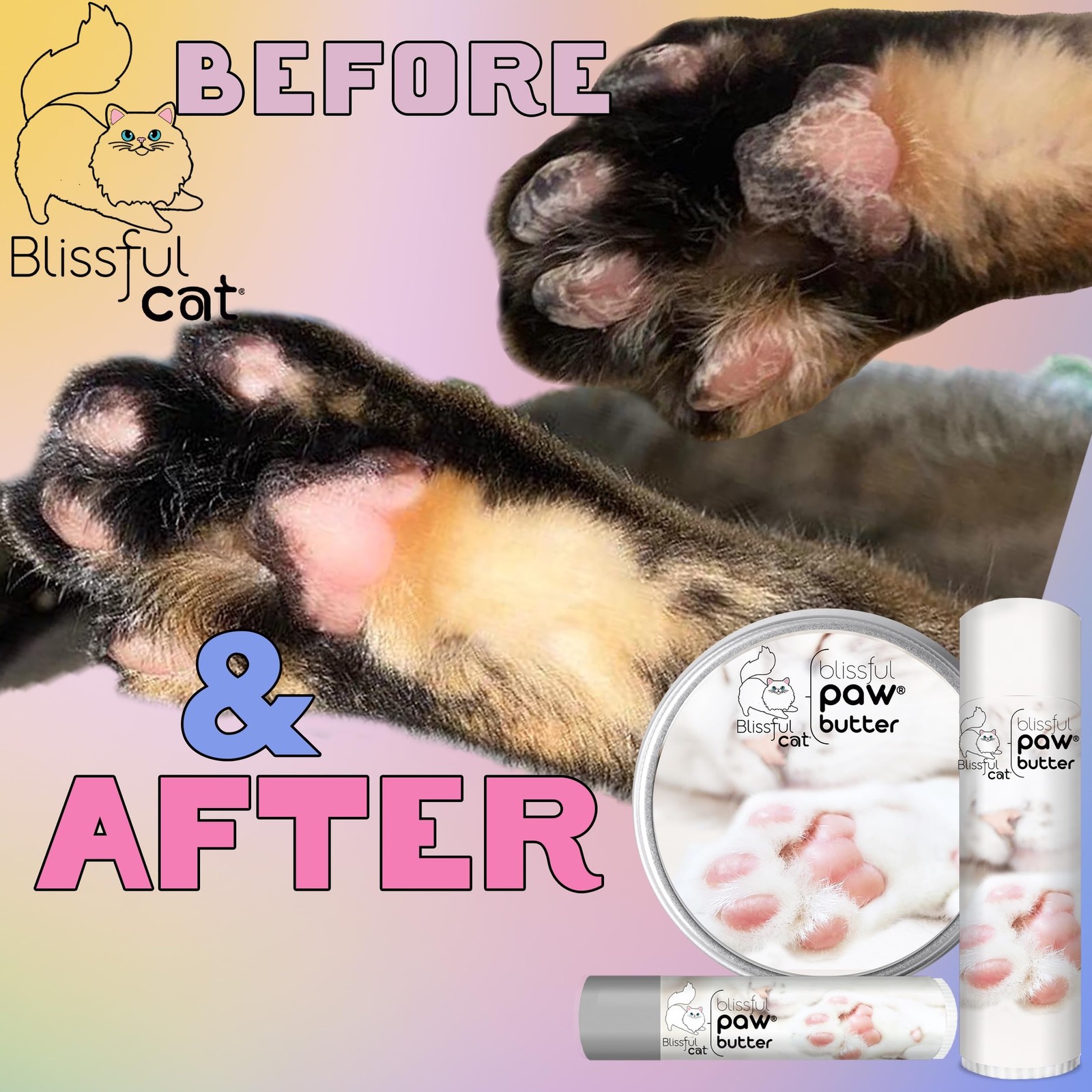 The Blissful Cat Paw Butter, Moisturizer for Dry 0.5 Ounce (Pack of 1)