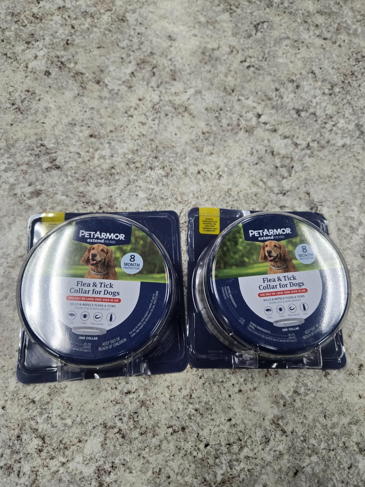 (2) PetArmor Extend Flea & Tick Dog Collar Large Over 18 lbs 8 Month Protection