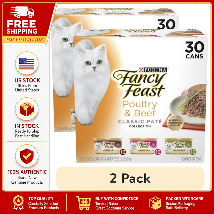 2Pack Purina Fancy Feast® Classic Pate Wet Cat Food – Poultry & Beef,Variet,30CT