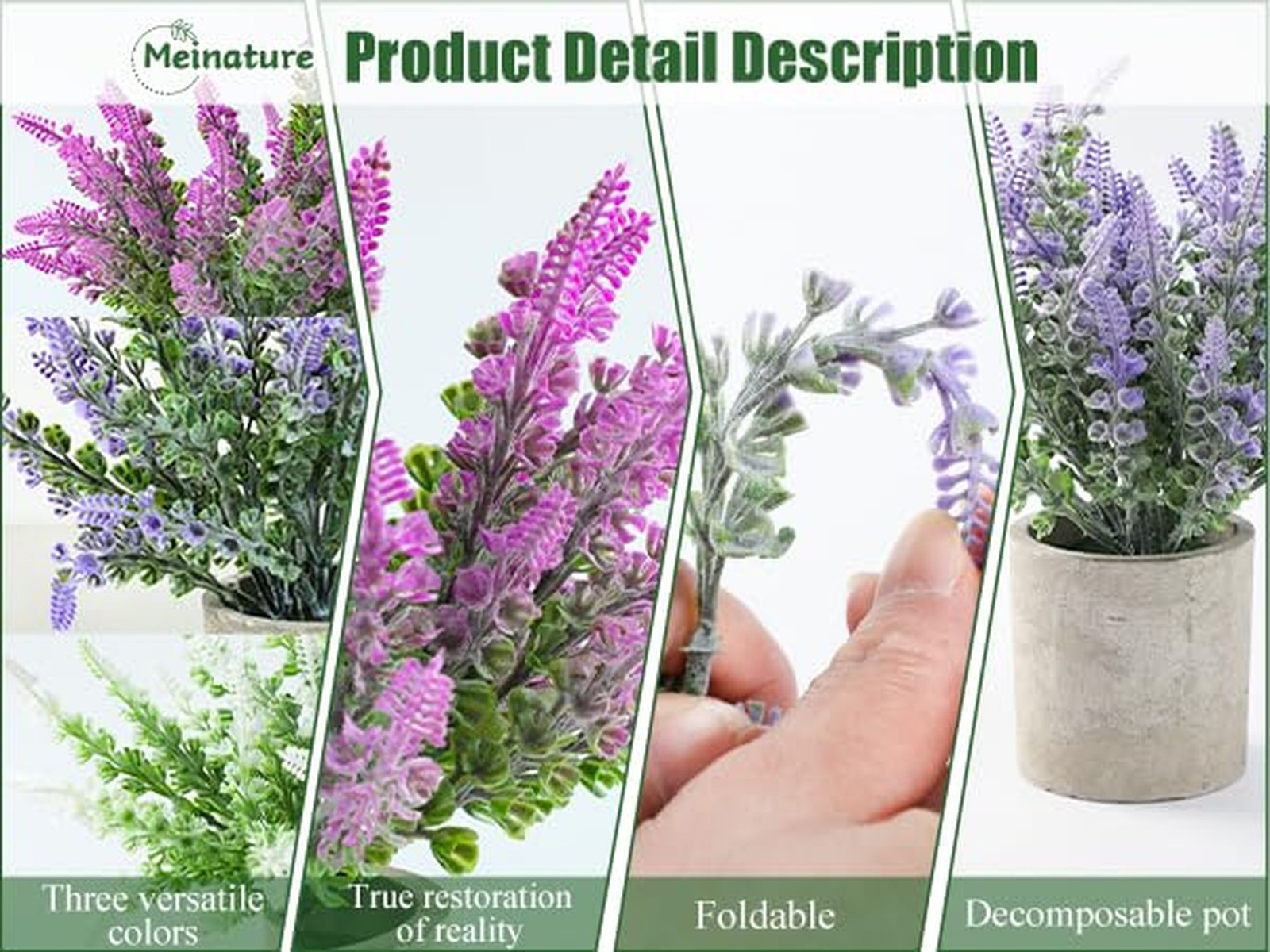 Plant Stand Indoor，3-Pack Lifelike Artificial Lavender ，Artificial