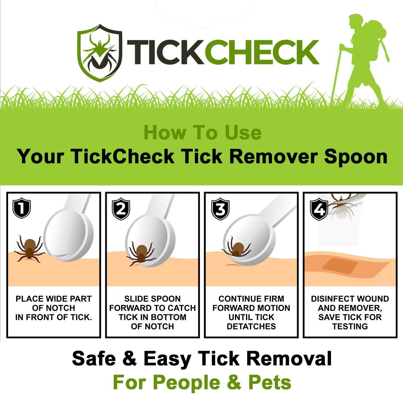 Tick Remover Spoon – 3 Pack of Lightweight Tick Remover Tools with Free Tick ID