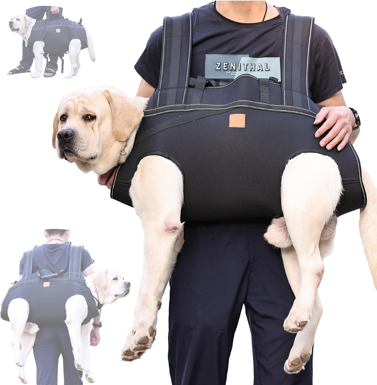 Dog Lift Harness Backpack Carrier for Large Dogs, Full Body Sling with Handle, D