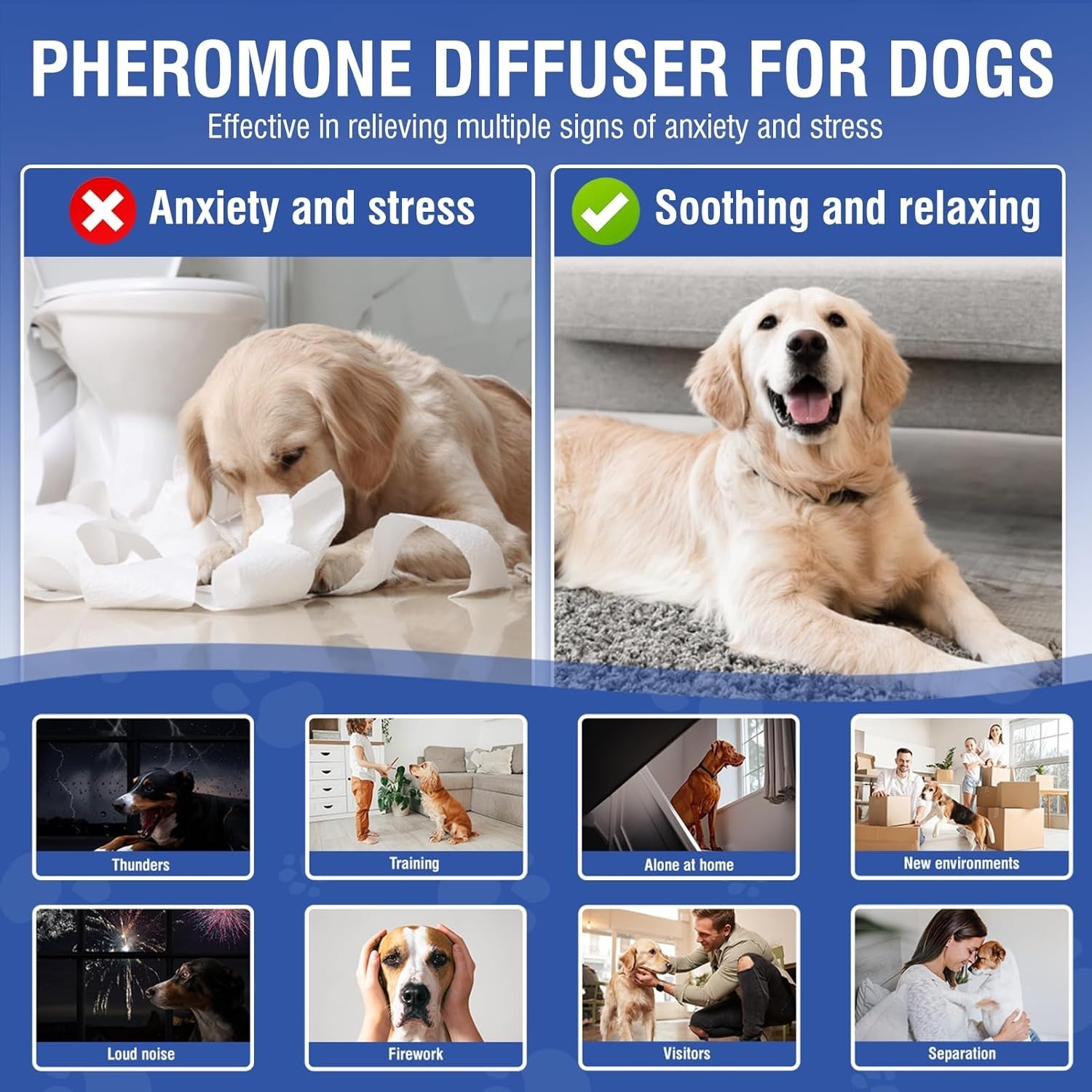 Dog Pheromone Calming Diffuser 4 In 1 Appeasing Pet Pheromones Diffuser to Ca…