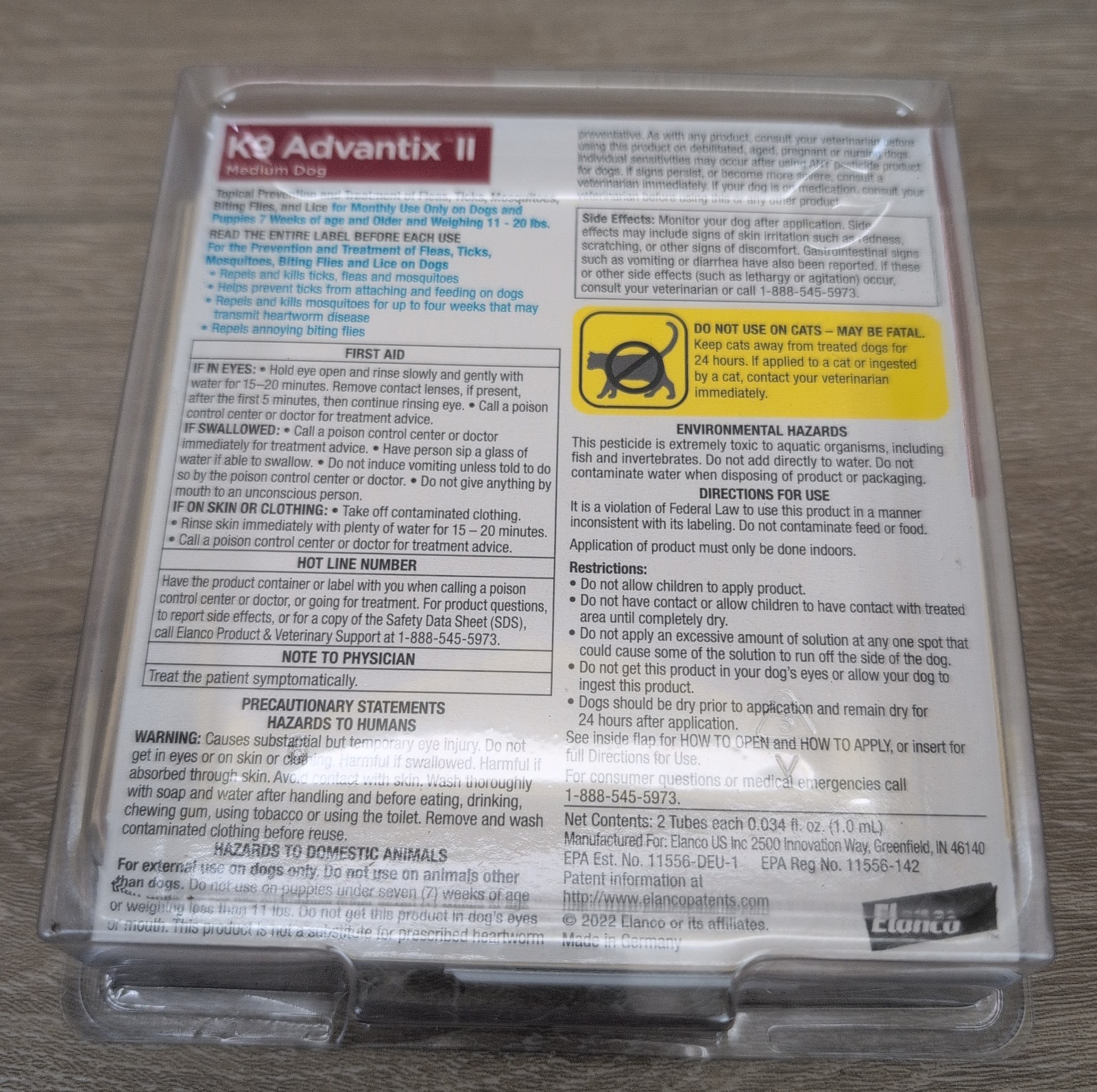 Lot Of Two K9 Advantix II For MEDIUM DOGS 11-20lbs Flea & Tick Treatment New
