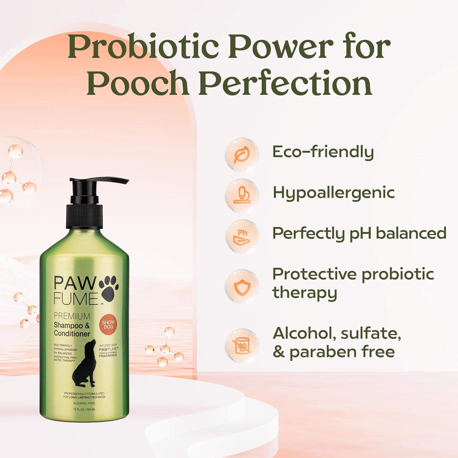 PAWFUME Deshedding Dog Shampoo and Conditioner, Show Dog, 1-Pack – Nourish & Det