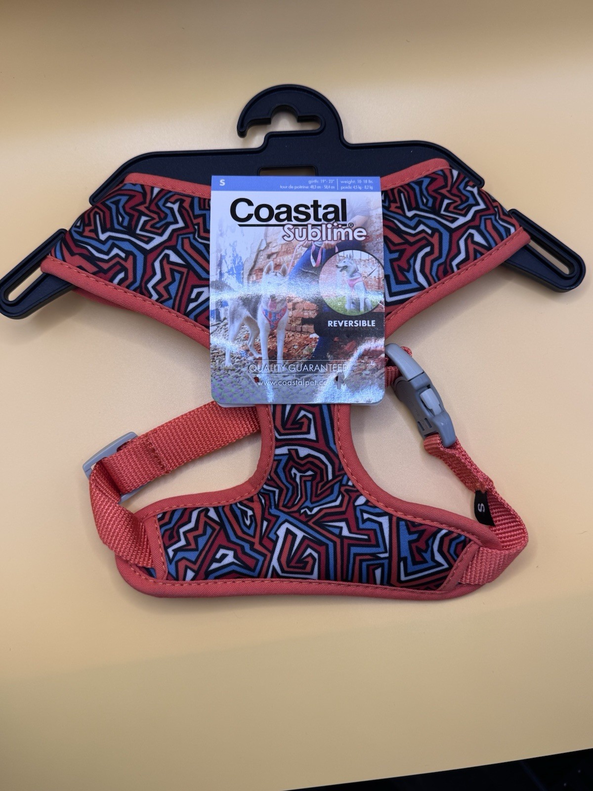 NEW DOG HARNESS Small Coastal Reversible Dog Red Blue Graffiti & Stars 10-18lbs
