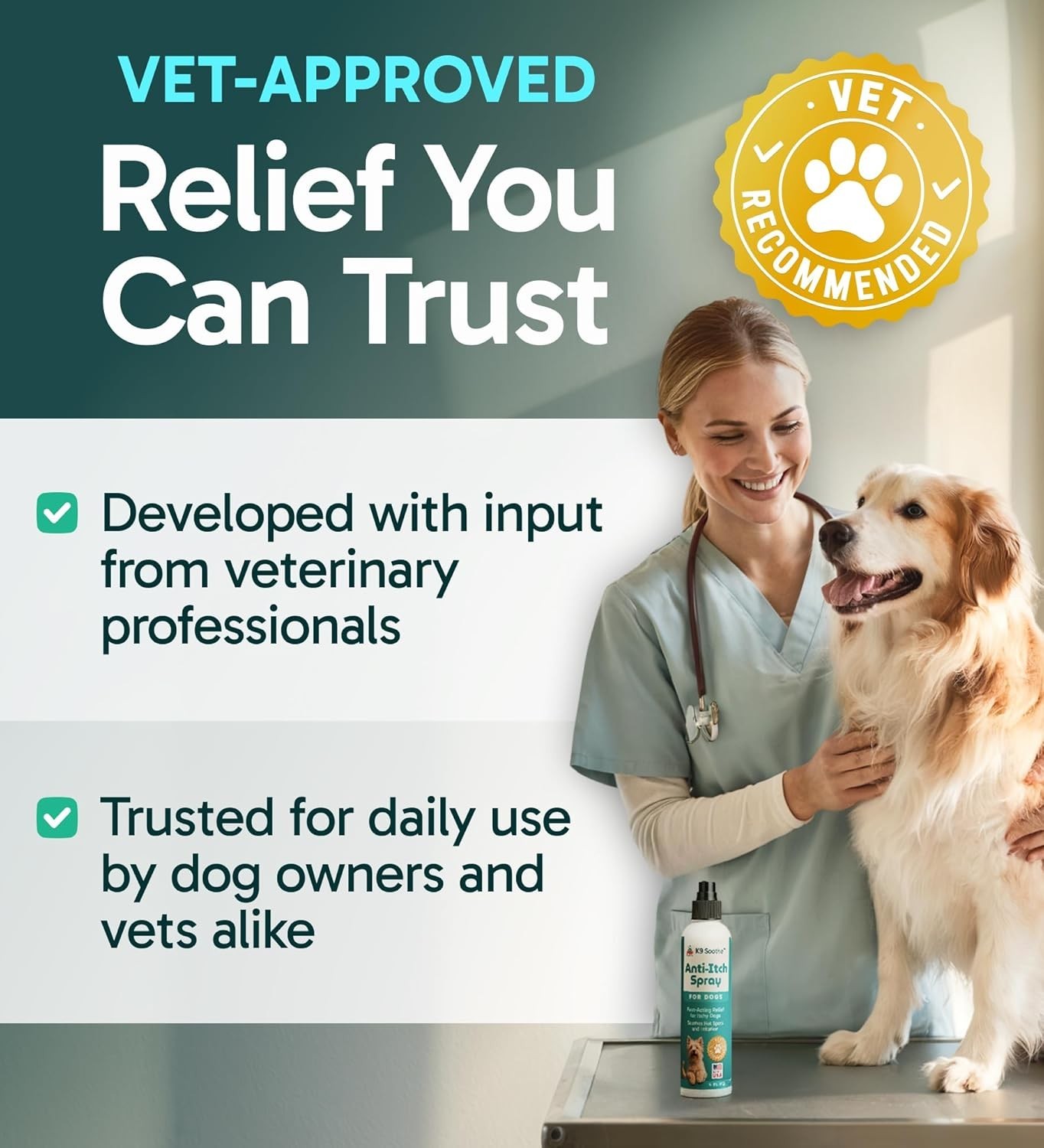 Pup Labs K9 Soothe anti Itch Spray for Dogs with Aloe, Rose, & Coconut, 4 FL OZ