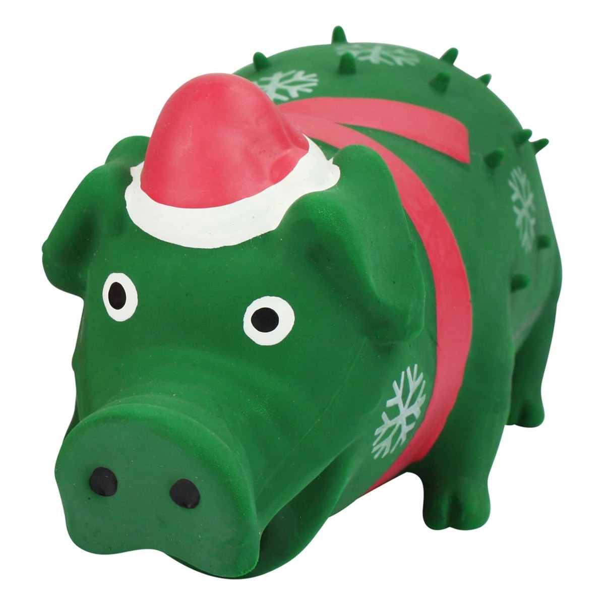 (1) Multipet Holiday Green Latex Grunting Goblet Pig 8″ Piggy Dog Toy Christmas