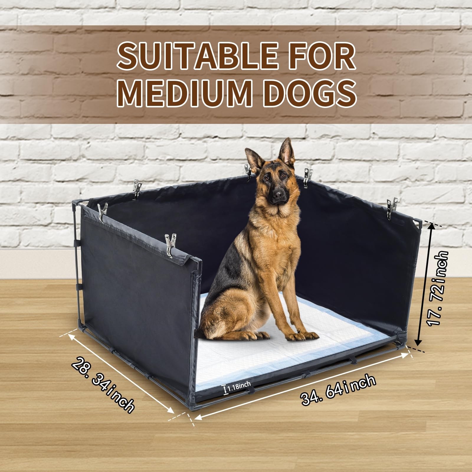 Dog Litter Box Indoor for Medium Dogs,Pee Pad Holder with High Walls(34.64″*2…