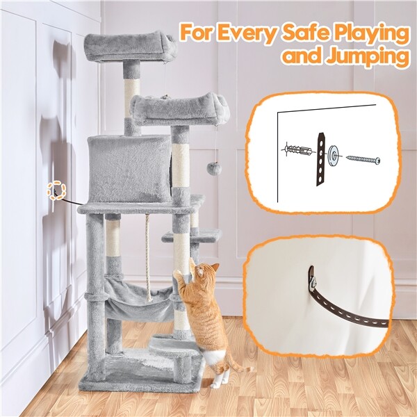 Large Cat Tree Cat Tower Playing House Condo w/Scratching Posts for Indoor Cats