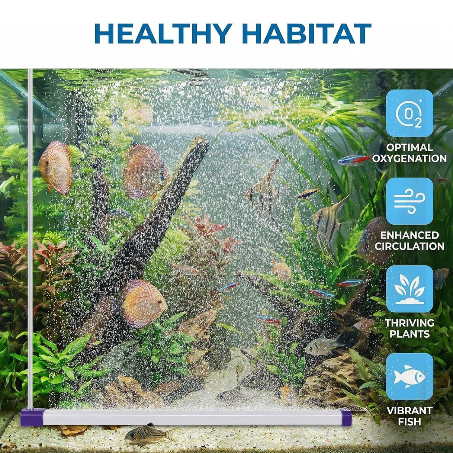 Aquarium Bubble Strip Bar Ultra Quiet High Dissolved Oxygen Diffuser Air Stones